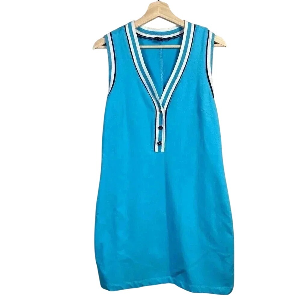 Boston Proper Teal Sleeveless Sporty Travel Dress Size S Small Tennis Golf Beach
